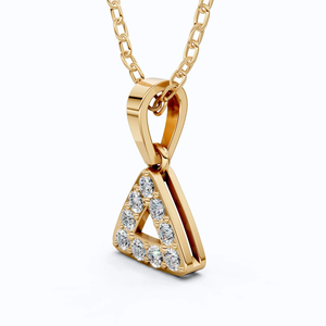 14K Yellow Gold Geometric Triangle Halo Lab Grown Diamond IGI Certified Rhodium Plated Pendant <b>Necklace</b> Modern Minimalist Fine - Product Image 3