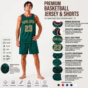 Men s Green Basketball Jersey Sleeveless Tank Top With Custom Logo Number Sublimated Print Moisture Wicking <b>Athletic</b> Fit - Product Image 6