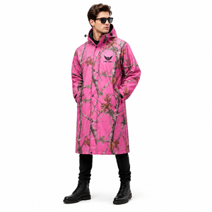 Custom Pink <b>Camo</b> <b>Waterproof</b> Hooded Hunting Rain Coat Long Outdoor Fishing Rain Poncho Windproof Hiking Rain <b>Jacket</b> OEM ODM - Product Image 2