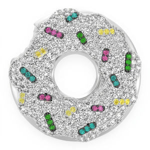Collar con Colgante de Donuts Modernos con Diseño de Comida, Plata 925 Bañada en Oro, Diamante Moissanita Personalizado, Joyería Unisex para Niños - Product Image 1