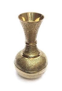 Vase à fleurs en laiton gravé artisanal, décoratif, vintage, en métal doré, pour fleurs fraîches, salon, mariage - Product Image 4
