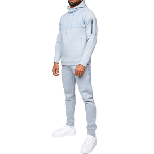 Chándal de invierno liso con patrón sólido para hombre, al por mayor, de algodón, ajustado, ropa deportiva, logotipo personalizado, forro polar. - Product Image 1