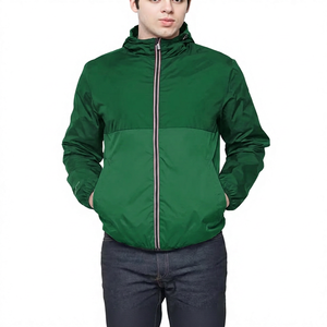 Men's Hooded Color Blocking Jacket Windproof Zipper Closure Casual Autumn Wear Regular Fit Polyester Material - Product Image 2