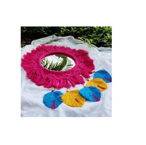 Ornaments Mirror <b>Boho</b> Style Macrame Fringe <b>Wall</b> <b>Hanging</b> Round Mirror Art Decoration Homes Hotels Home Stay Resorts Etc. - Product Image 4