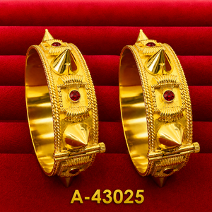Women's Tibetan Silver Silver Plated Bangles with <b>Ruby</b> Inlay Flower Design Classic Ethnic Style A-43023 - Product Image 3