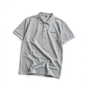 Camiseta de Algodón Gris Oscuro para Hombre HQR APPAREL, Manga Corta, Ribete en Contraste, Logotipo Estampado, Informal, Transpirable, Corte Regular, Tejido de Punto - Product Image 5