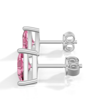 Versilberte Sterling Silber Ohrringe mit Trillion-Schliff Rosa Saphir, Klassischer Damenschmuck 1,5g Heerani Jewels
