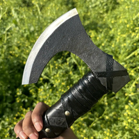 Burraq Hache de fendage personnalisée 19,5 pouces en acier au carbone, tête de tomahawk, manche en bois de rose, étui en cuir, pour usage industriel, camping, chasse, bricolage