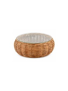 Modern Round Rattan <b>Coffee</b> <b>Table</b> With Tempered <b>Glass</b> <b>Top</b> Handmade Living Room Furniture Hiqh Quality Detail Rattan - Product Image 3