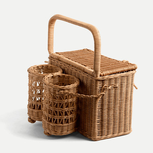 Luxury rattan picnic <b>baskets</b> with compartments for wine bottles eco friendly <b>weave</b> <b>basket</b> set - Product Image 1
