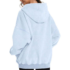 OEM/ODM Sweat à capuche zippé intégral pour femme, délavé à l'acide, en coton lourd 450 GSM, style streetwear vintage décontracté, vierge, à épaules tombantes - Product Image 5
