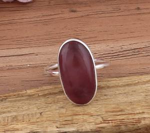 แหวนแต่งงานหยกแดงธรรมชาติแท้ แหวนเงินแท้ 925 ประดับพลอย งานแฮนด์เมด สำหรับผู้หญิง ดีไซน์ไม่ซ้ำใคร - Product Image 4