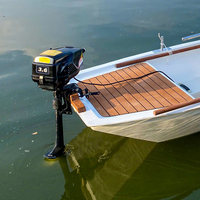 OMH K242 15 pieds, bateau à rames/moteur en bois composite durable à extrémités carrées, pour rivière, lac, loisirs, 450Lx125Wx41H cm, 6 personnes