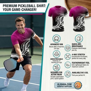 Camiseta Deportiva de Poliéster y Spandex Ligera y Transpirable de Manga Corta Unisex con Estampado por Sublimación para Pickleball - Product Image 4