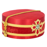 2025 Nuevo Gorro de Corona de Alta Calidad para Caballero Comandante de la Corte de Honor del Rito Escocés, Rojo con Hilos Dorados, Bajo MOQ, Ceremonial