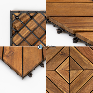 Dalles de terrasse en bois dur, bois d'acacia, revêtement de sol de patio à emboîtement - Product Image 5