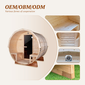 Sauna de Barril para Exteriores de Cedro Rojo Premium con Vista Panorámica y Porche Frontal, Control por WiFi con Aplicación Inteligente para el Mercado Canadiense - Product Image 5