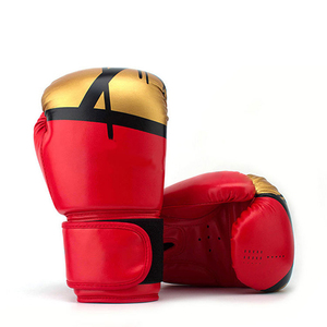 Gants de boxe rouge or en PU avec fermeture Velcro, respirants, pour adultes - Product Image 1
