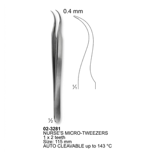 Microforceps de Joyero de 11.5cm con 1×2 Dientes, Punta de 0.4mm, Instrumentos Quirúrgicos Oftálmicos, Neuroquirúrgicos y Dentales - Product Image 1