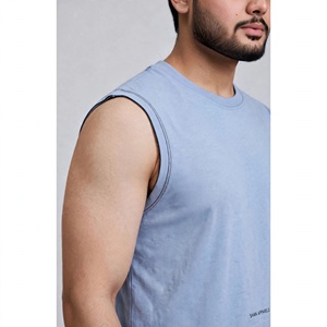 เสื้อกล้ามผู้ชายสีเขียวมะกอก คอกลม ผ้าฝ้าย/ใยไผ่ 180 กรัม ถักทอ แห้งเร็ว ระบายอากาศดี สไตล์สตรีทแวร์ - Product Image 5