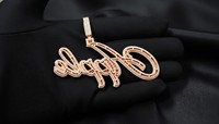 Pendentif Breloque Lettre Pomme Hip Hop en Argent Sterling Or Rose avec Moissanite, Taille Brillant, Sertissage à Griffes, Thème Luxe, Unisexe, Quotidien