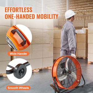 Ventilador de Tambor de Alta Resistencia de 24 Pulgadas, Ventilador Industrial de Alta Velocidad, Velocidad Infinitamente Variable, Cobertura de 360 Grados para Uso Comercial - Product Image 6