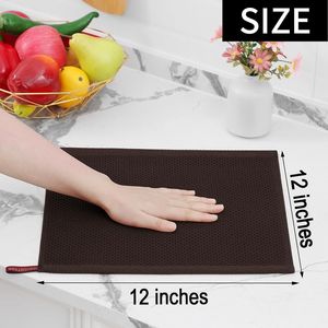 Set di 6 Strofinacci da Cucina Ultra Morbidi in 100% Cotone a Nido d'Ape, Asciugatura Rapida, 30x30 cm, Marrone Scuro - Product Image 4