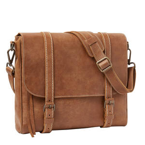 Unisex XL Genuine Leather Vintage Cross-Body Tote <b>Bag</b> Solid Pattern Zipper Closure 1-1.9L Capacity Daily Travel Polyester - Product Image 3