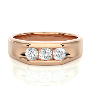 Anillo de Diamantes Naturales Redondos de Oro Sólido de 18K, 0.52 CT, 3 Piezas de Joyería de Diamantes, Estilo Clásico de Compromiso para Hombre - Product Image 1