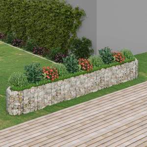 Bac à légumes surélevé en gabion en fer galvanisé argenté 157,5 x 19,7 x 19,7 pouces - Product Image 1