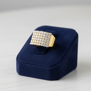 Luxury <b>Mens</b> Iced Out Square Diamond <b>Ring</b> 925 Sterling <b>Silver</b> 10K 14K Gold Plated Hip Hop <b>Ring</b> Bold Statement Jewelry Gift Idea - Product Image 3