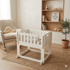 Lit bébé en contreplaqué de pin américain durable et décontracté avec bords lisses, garantie 1 an pour les enfants de 0 à 3 ans - Product Image 2