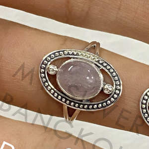 แหวนดีไซน์ใหม่ทำมือจากเงินแท้ 925 สไตล์โบฮีเมียน ประดับด้วยพลอยโรสควอตซ์ทรงกลม - Product Image 2
