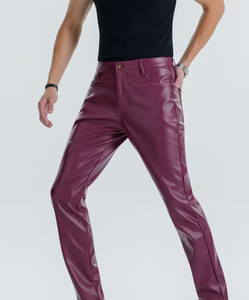 Spezia International Men's for PU Coated Straight Fit Casual <b>Trousers</b> Side Pockets <b>Elastic</b> <b>Waist</b> Heavyweight Winter Pants - Product Image 4