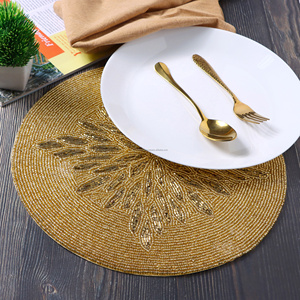 High Quality <b>round</b> Decorative Glass Beads <b>Table</b> <b>Mats</b> Unique Design Luxury Cloth Placemats Budget-Friendly Price - Product Image 2