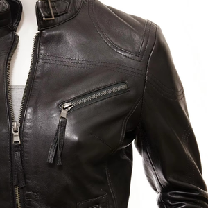 New Latest Arrivals Ladies Genuine Leather Waterproof <b>Filled</b> Thick Zipper Closure Cotton Lined <b>Jacket</b> Breathable Fashion - Product Image 5