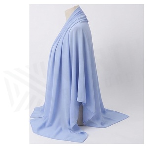 Écharpe en mousseline de soie bleu clair pour femme, longue, couleur unie, style simple, toutes saisons, accessoire de tous les jours - Product Image 3