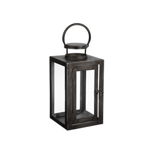 Lanterne décorative en métal noir pour intérieur/extérieur avec porte-bougie, panneaux en verre et guirlandes pour Noël et mariages - Product Image 5