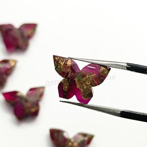 ลูกปัดพลอยแกะสลักรูปผีเสื้อสีชมพูโมฮาเว่ ทูร์ควอยซ์  ทองแดงชมพู  ขนาด 10x14 มม. - Product Image 2