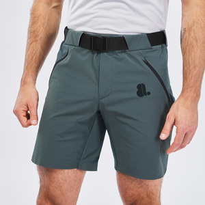 Shorts de randonnée pour hommes, vert uni, séchage rapide, écologiques, respirants, polyester/coton, poches, taille haute élastique, mi-longueur, sportifs - Product Image 1