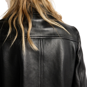 Women's Buffalo <b>Leather</b> Blouson <b>Jacket</b> Luxury Cropped Designer <b>Leather</b> Outerwear OEM Custom <b>leather</b> top Manufacturer - Product Image 3