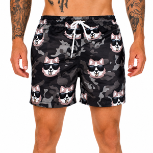 Custom <b>Men's</b> Funny Cat Print Swim Shorts Quick Dry Beach Board Shorts Camo Swim <b>Trunks</b> - Product Image 1