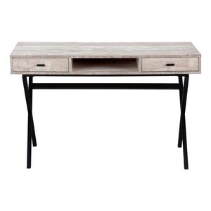 Contemporary Modern 48\"L Home <b>Office</b> <b>Computer</b> Desk with Storage Drawers Beige Laminate & Black Metal for Laptop Work - Product Image 6