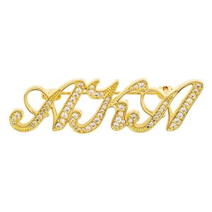Broche en forme de lettre dorée avec décoration en strass de cristal, accessoire de mode élégant pour femmes - Product Image 1