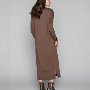 เดรสยาวผ้าถักลำลองสำหรับผู้หญิง แขนโดลแมน สีพื้น เอวธรรมชาติ ผลิตจากผ้าฝ้ายรักษ์โลก ขายส่งปี 2026 - Product Image 2