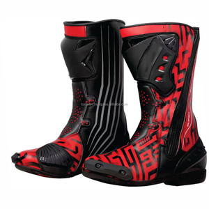 Moto <b>Boots</b> Mid-Calf Microfiber Leather Upper Rubber Outsole Side <b>Zipper</b> Closure Light Weight Breathable Comfortable Anti-Slip - Product Image 4