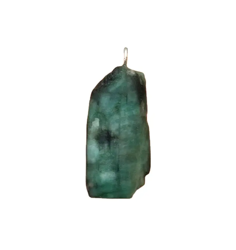 Batu Permata Zamrud Hijau Alami 92.5 Perak Murni Liontin Kasar Mode Perhiasan Hijau Batu Koleksi Gaya Potong
