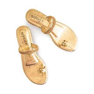 Sandalias de tacón doradas FN0805 Chappal elegantes y elegantes - Product Image 1