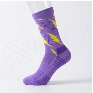 Crew <b>Socks</b> With Yellow Lightning Print Breathable <b>Running</b> <b>Socks</b> For Adults Summer Season - Product Image 3