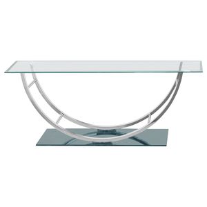 Tavolino da Caffè Amelia in Vetro Cromato a Forma di U Rettangolare - Product Image 3